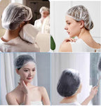 100 PCS Disposable Shower Caps Plastic Clear Hair Cap Elastic Waterproof Hair - Image 2