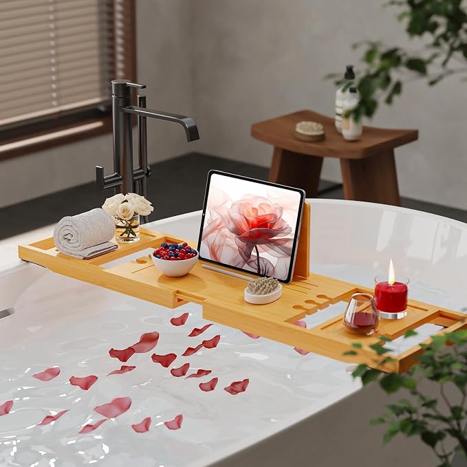 Bathtub Tray, Bath Tray for Tub, Bath Tub Tray Wood, Bath Caddy Tray for Bathtub - Image 8