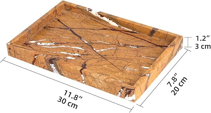 Marble Bathroom Vanity Tray, Natural Luxury Vanity Home Kitchen Bathroom Table - Image 4