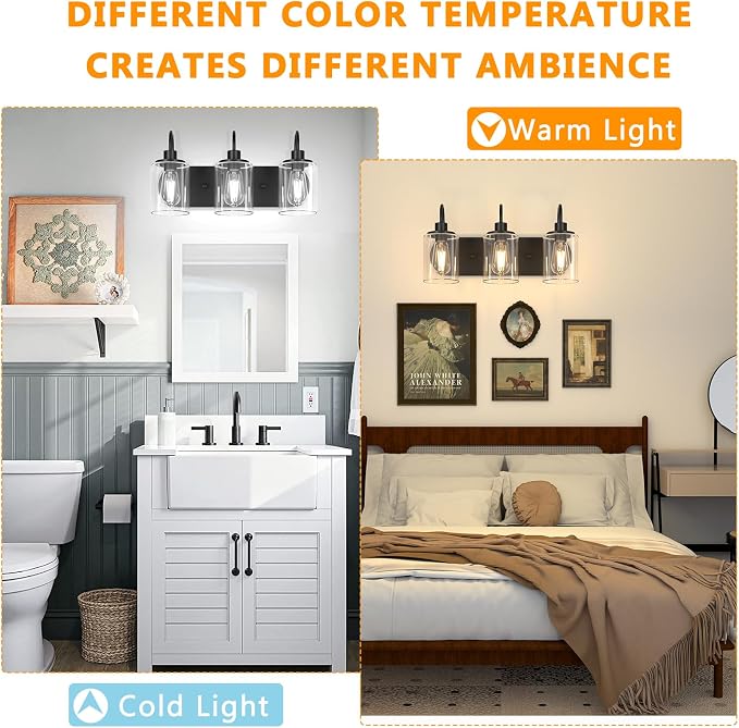 Baocuz 3-Light Bathroom Light Fixtures, Modern Bathroom Wall Lamp - Image 4