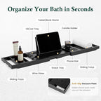 Teak Bathtub Tray | Adjustable Width Tray - Image 2