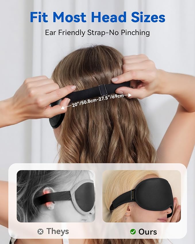 Weighted Blackout Sleep Mask for Men, 3D Contoured Zero Eye Pressure, - Image 5