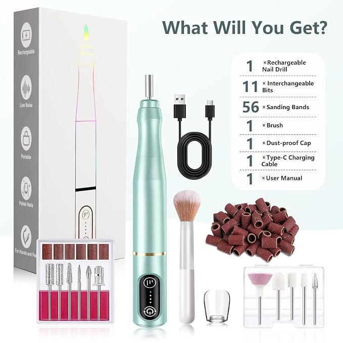TUOBEO Cordless Nail Drill Electric Rechargeable File Kit, Professional Efile - Image 9
