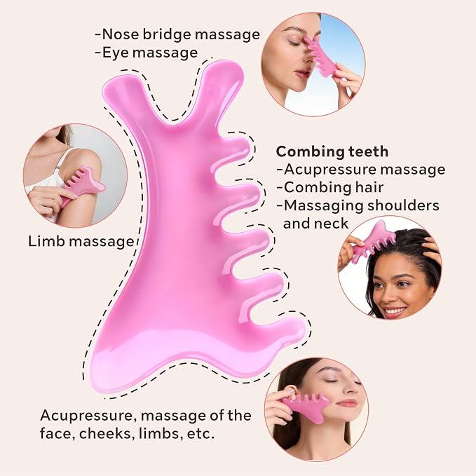 4 Pcs All-in-One Head Massager Set: Scalp Comb, Gua Sha, Octopus & Five Claw - Image 6