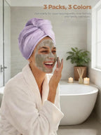3 Pack Microfiber Hair Towel Wrap - Image 9