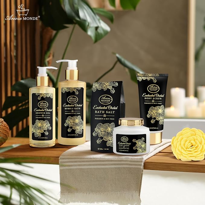 Spa Gift Baskets for Women, Gift Set for Mom Enchanted Orchid Scent, Home Spa - Image 6