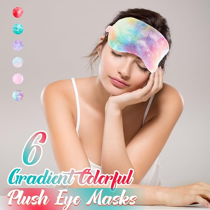 Cuffbow 6 Pack Plush Sleep Mask Set, Cute Plush Eye Masks - Image 4