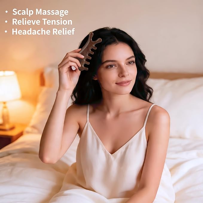 TAIHI Wooden Scalp Massager Comb, 100% Natural Wood Massage Comb - Image 2