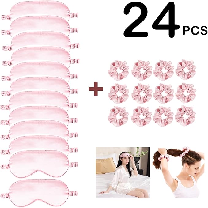 24Pcs Satin Eye Mask Silk Sleep Masks Silky Eyes Cover Blackout Blindfold - Image 2