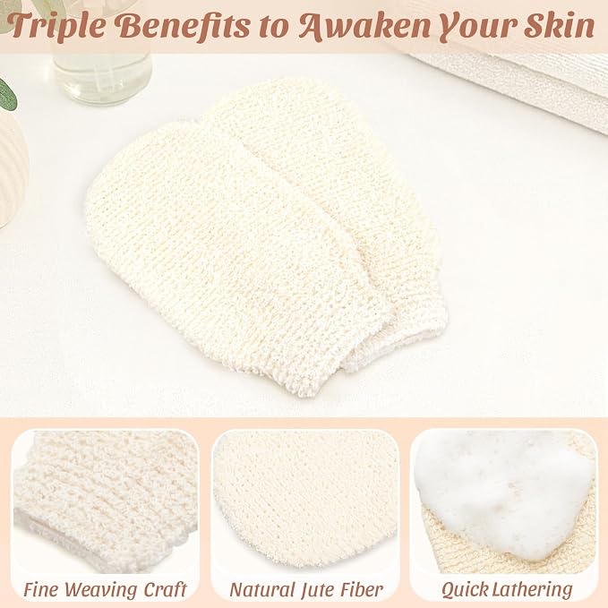 2-Pack Hemp Bath Gloves – Natural Shower Mitts - Image 5