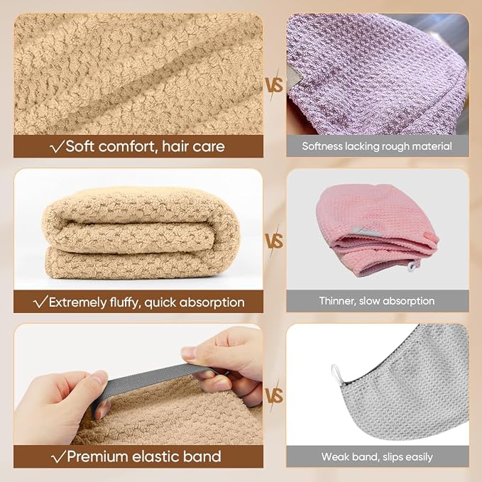 HOMEXCEL 5 Pack Microfiber Hair Towels - Image 4