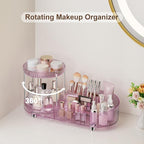 360 Rotating Vanity Makeup Organizer, 2 Small Trays & 5 Compartments - Image 2