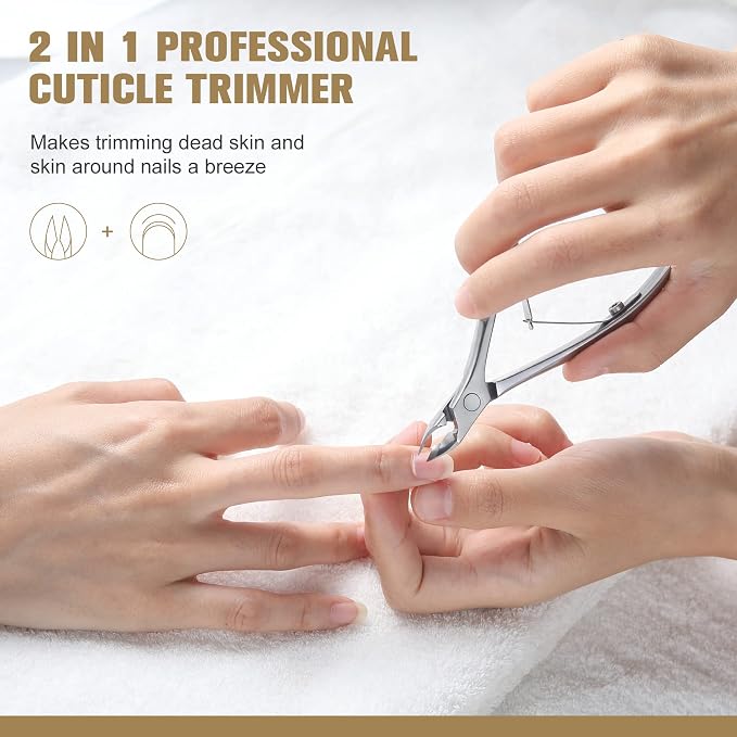 FERYES Cuticle Clipper with Pusher, 2 in 1 Professional Cuticle Trimmer - Image 5