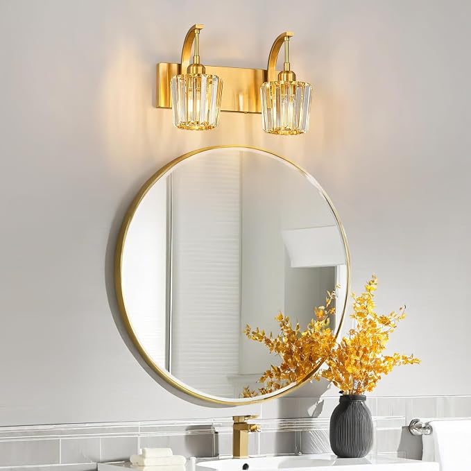 Modern Bathroom Vanity Light, 2-Light Gold Wall Sconce - Image 3