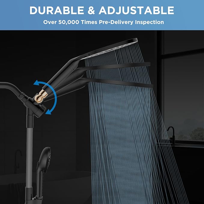 MakeFit Dual Filtered Rain Shower Head Combo, High Pressure Handheld Shower Head - Image 2