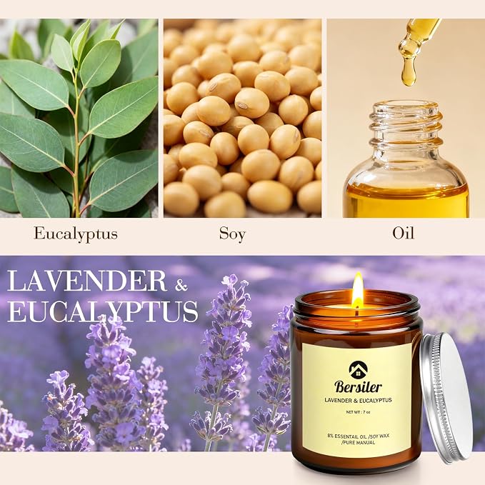 Aromatherapy Candles, Scented Candles, 7OZ Lavender Eucalyptus Candles Stress - Image 2