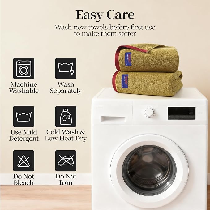 REDKISS 6 Piece Luxury Bath Towel Set, 2 Bath Towels, 2 Hand Towels, 2 - Image 9
