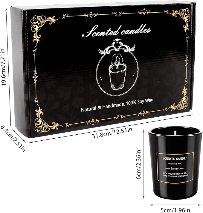 12 Pack Scented Black Candles Gift Set, Natural Soy Wax Aromatherapy Candles - Image 2