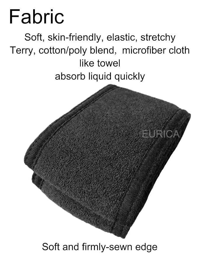 EUICAE Spa Headband 5-Pack Black Sweat Head Towel Wraps - Image 4