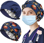 2 Pack Satin Lined Bouffant Scrub Caps by Yuest