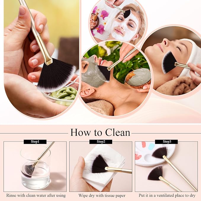 9 Pieces Facial Fan Mask Brushes, Soft Facial Applicator Brushes Tools - Image 6