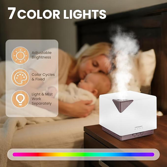URPOWER 700ML Aromatherapy Essential Oil Diffuser, 700ml Large Ultrasonic Scent - Image 2
