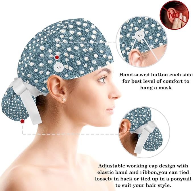 Scrub Caps Women Nursing Hats Floral Flowers - Image 3
