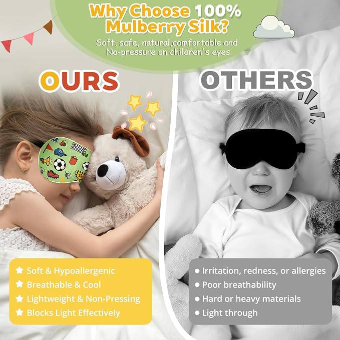 Kids Silk Sleep Mask – 100% Mulberry Silk Eye Cover, Kid Eye Mask - Image 6