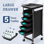 Professional Salon Trolley Cart, 5-Drawer Rolling Storage Organizer, 35.4" - Image 5