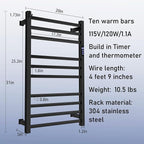 XBVV Black Towel Warmer Rack for Bathroom - Image 6