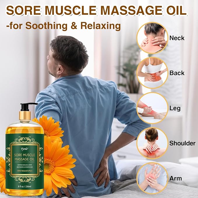 Pjordo 2 Pack Body Massage Oil for Massage Therapy, Sore Muscle Arnica Oil & - Image 3