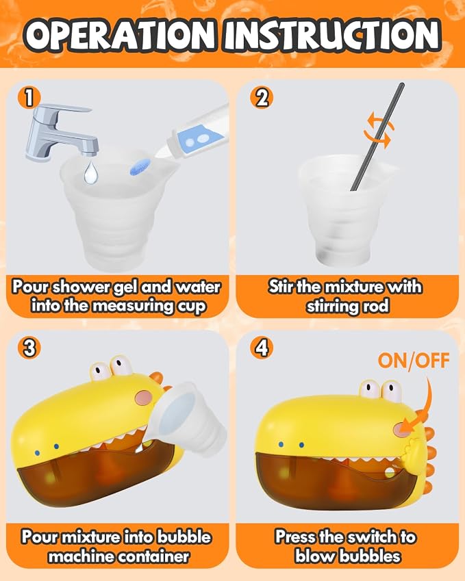Lehoo Castle Baby Bath Toys, Dinosaur Bath Bubble Machine, Bath Toys - Image 3