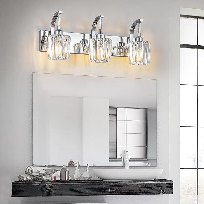 Modern Bathroom Vanity Light, 3-Light Chrome Wall Sconce - Image 3