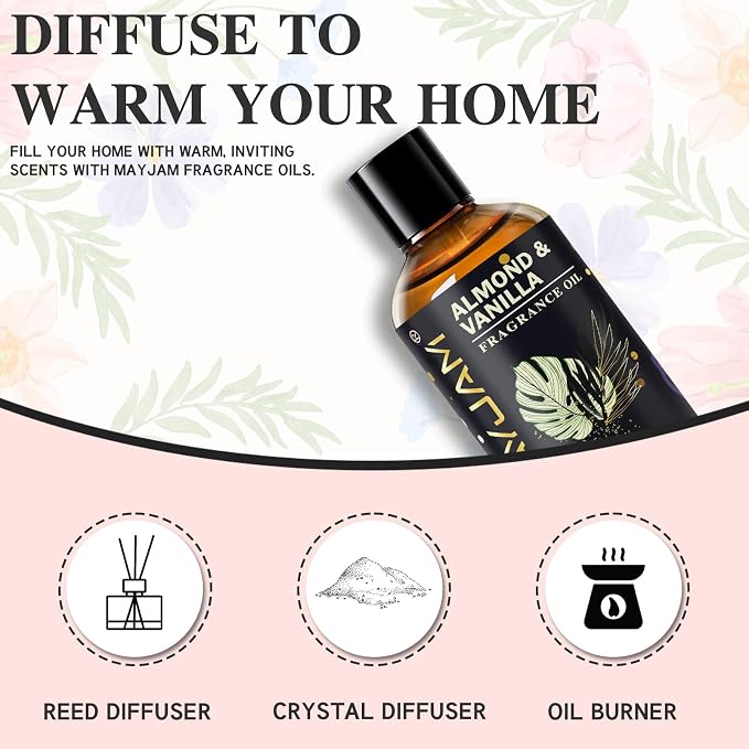 Almond & Vanilla Fragrance Oil Essential Oil, MAYJAM 3.38FL.OZ Almond & Vanilla - Image 5
