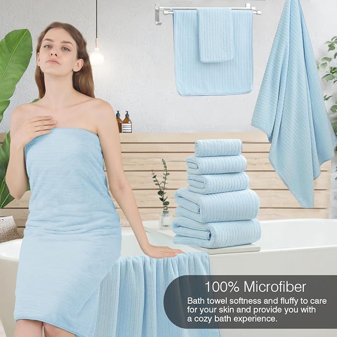 Hailea 18 Piece Family Bath Towel Set Include 6 Bath Towels, 6 Hand Towels and - Image 4