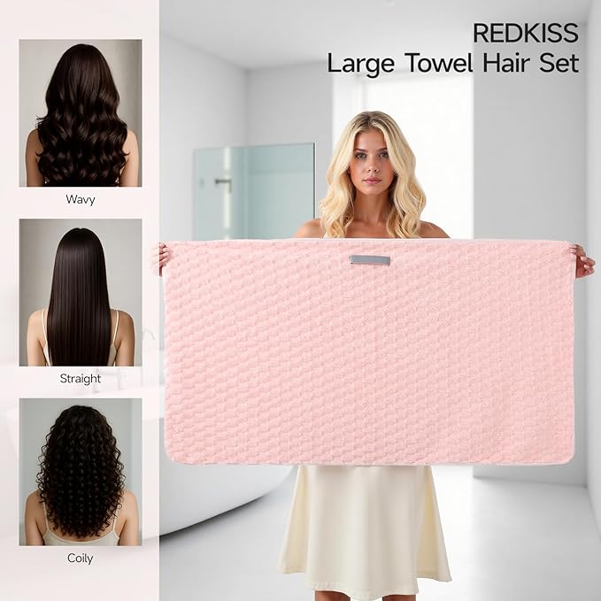 REDKISS Pink Microfiber Hair Towels - Image 2