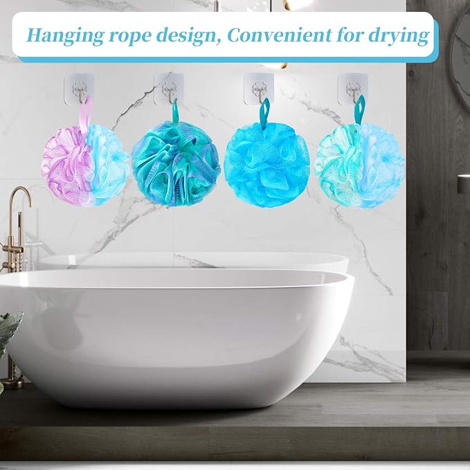 BCKENEY Bath Loofah Shower Sponge Body Back Scrubber Soft Mesh Shower Puffs - Image 7