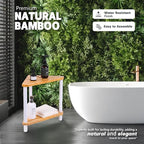 2-Tier Bamboo Corner Shower Caddy, Waterproof Bathroom Corner Storage Organizer - Image 4