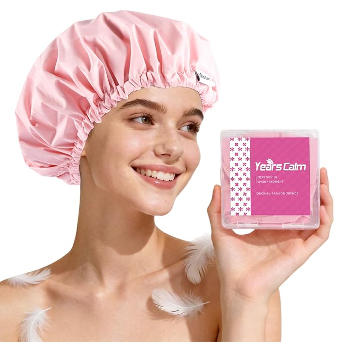 Years Calm Shower Cap for Women Waterproof Reusable – 27g Ultra Lightweight by Yearscalm