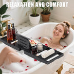 Bathtub Tray Caddy, Premium Bamboo Expandable Bath Tub Trays Table, Foldable - Image 4