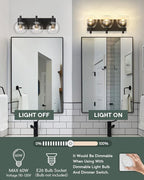 Bathroom Light Fixtures, 3-Light Matte Black Vanity Light, Modern Wall Sconces - Image 3