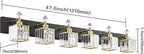 PRESDE 6-Light Crystal Bathroom Lights Fixtures Modern Black and Gold Wall Lamp - Image 4