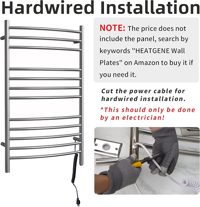 HEATGENE Towel Warmer Gun Grey, Electric Hot Towel Rails, Wall-Mounted Large 12 - Image 5
