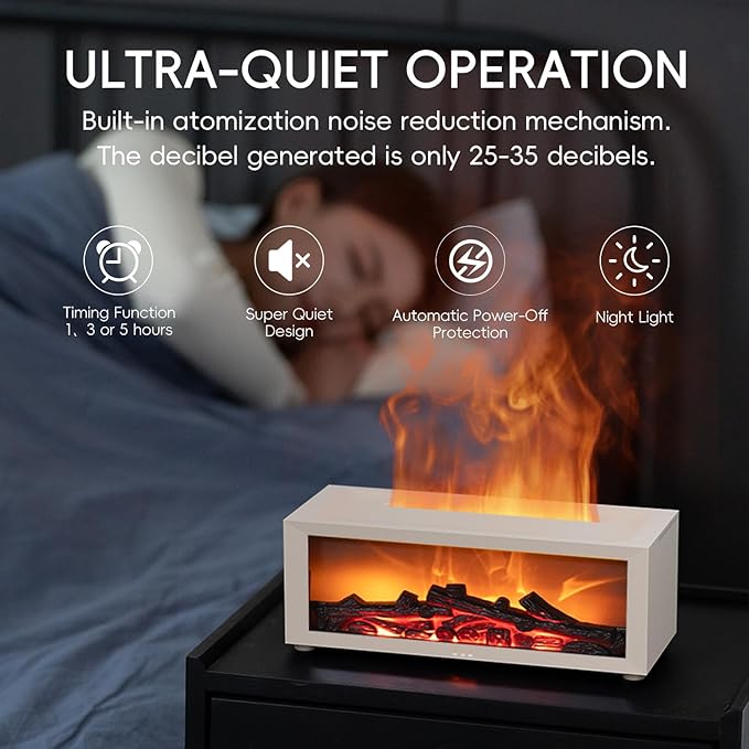 YALEDI Essential Oil Diffuser, 7 Colors Fireplace Flame Fire Oil Diffuser - Image 4