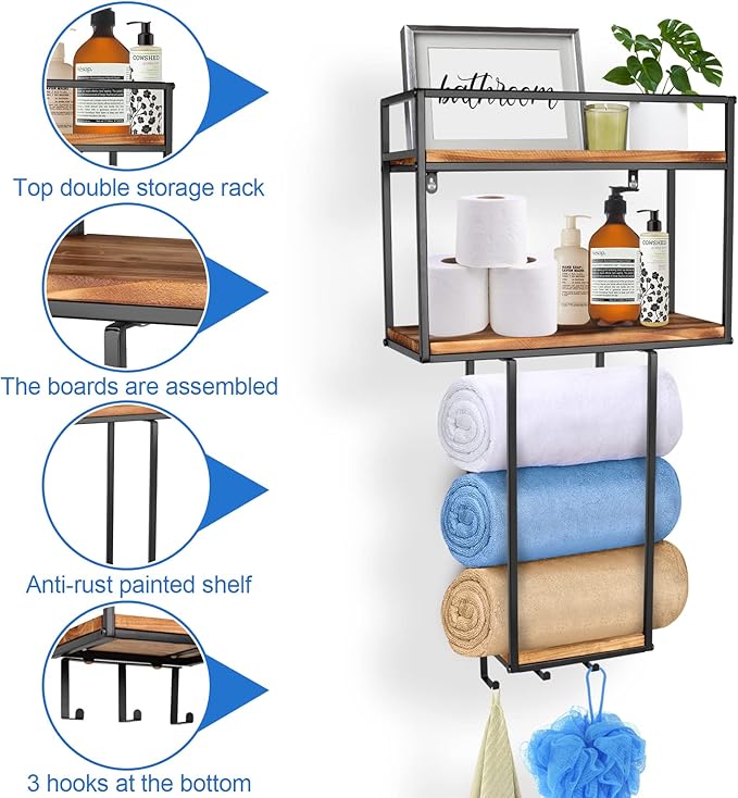 MOUGIGI Towel Rack Wall Mounted - Image 3