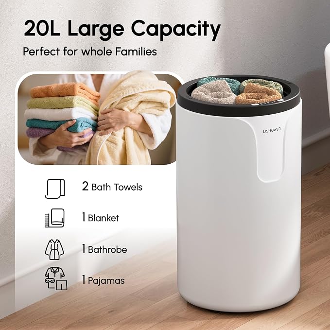 USHOWER Towel Warmers for Bathroom, 20L Large Towel Warmer Bucket for Spa & - Image 4