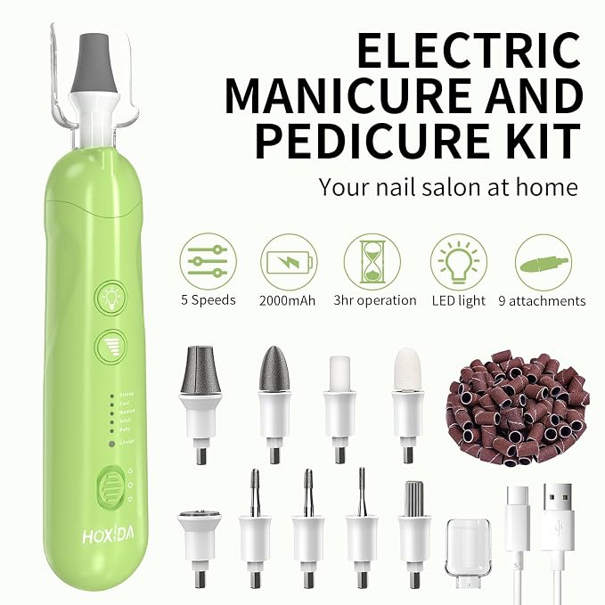 Professional Manicure Pedicure Kit, Cordless Electric Nail File Set, - Image 2