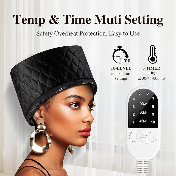 Heat Cap for Deep Conditioning: 10-Level Heats Up Quickly 3 Time Settings Hair - Image 4