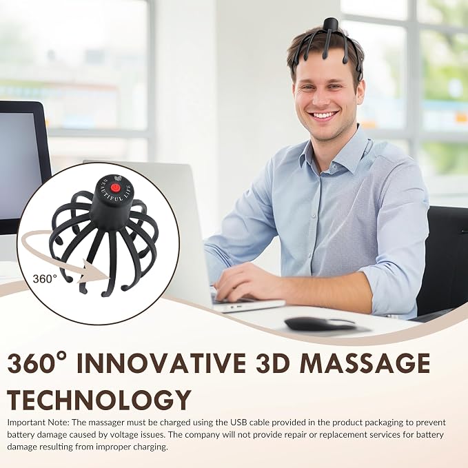 Electric Scalp Massager with 3 Modes, Head Massager Scalp, 360 Degree Head - Image 5