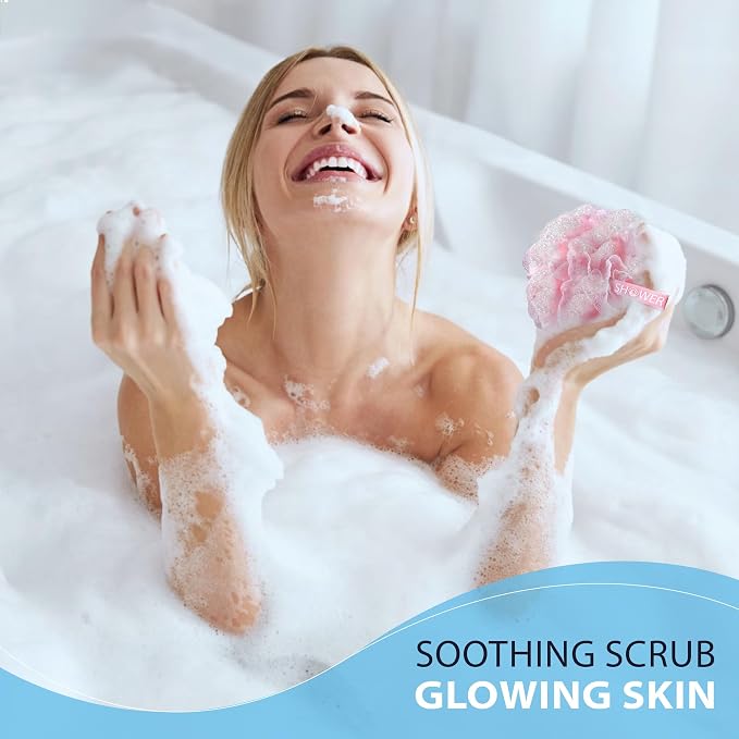 Loofah-Bath-Sponge Lace-Mesh-Set // 2-Scrubs-in-1 by Shower Bouquet/Large Full - Image 2